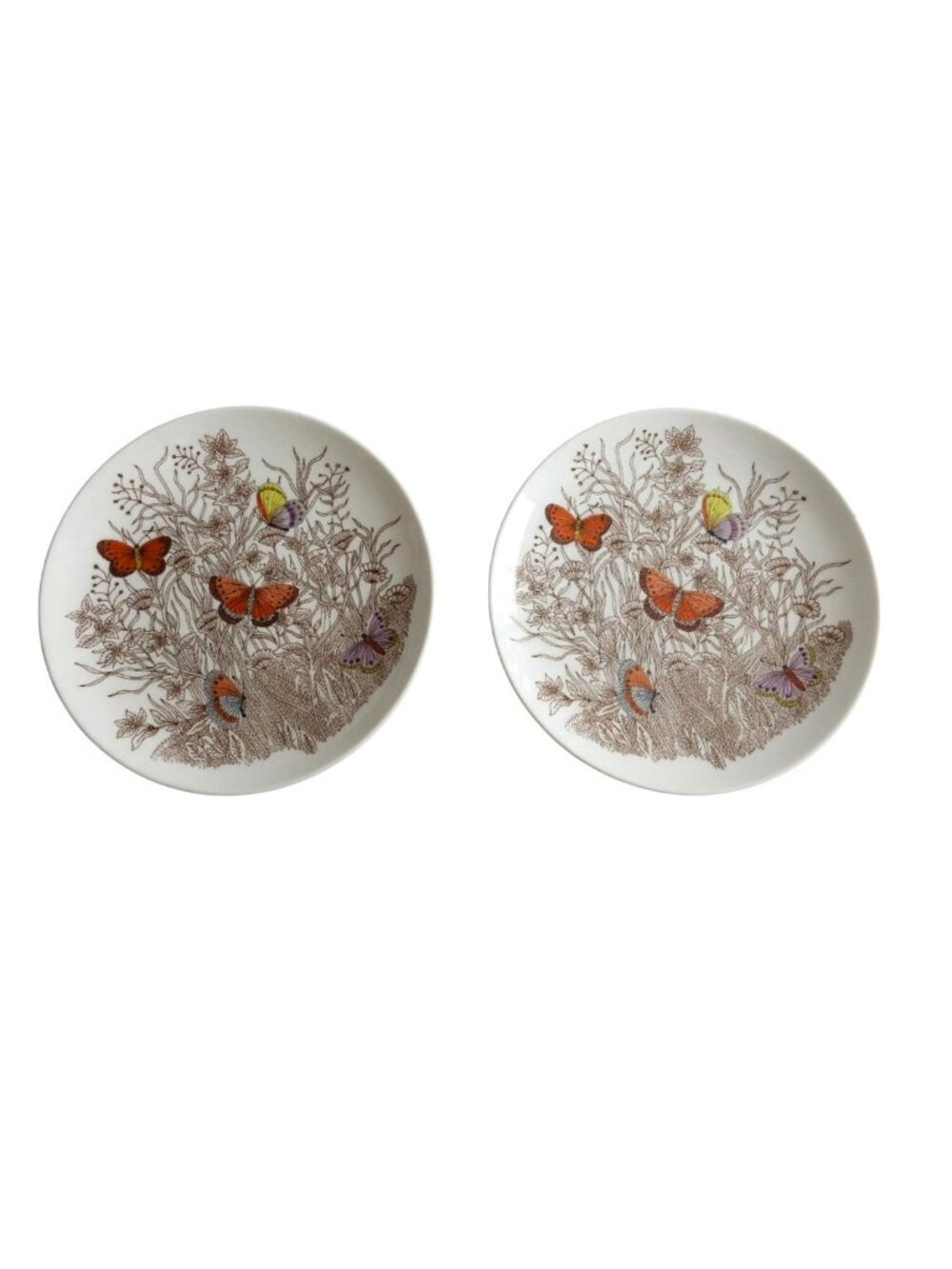 VTG Fitz and Floyd Butterfly Porcelain Plates 7.5" Set of 2 Japan 1978